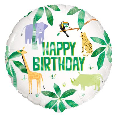 Fóliový balónek Africké zvířátka Happy Birthday
