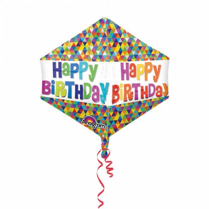 Fóliový balón Happy Birthday kosočtverec 43x53cm