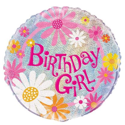 Fóliový balónek Birthday Girl glitz 45cm