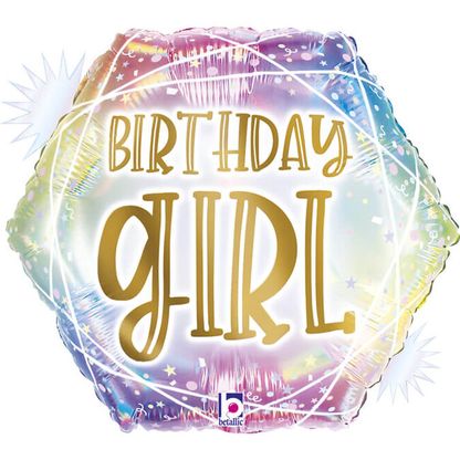 Fóliový balónek Birthday Girl pastelový 45cm