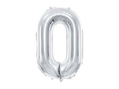 Fóliový balónek Číslo 0 stříbrný 86cm