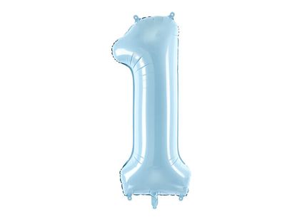 Fóliový balónek Číslo 1 světle modrý 86cm