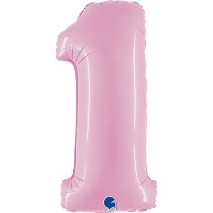 Foliový balónek číslo 1 světle růžový 102cm