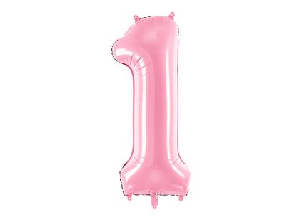 Fóliový balónek Číslo 1 světle růžový 86cm