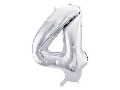 Fóliový balónek Číslo 4 stříbrný 86cm