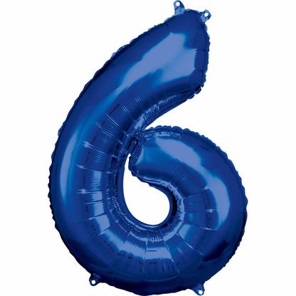Fóliový balónek Číslo 6 modrý 86cm