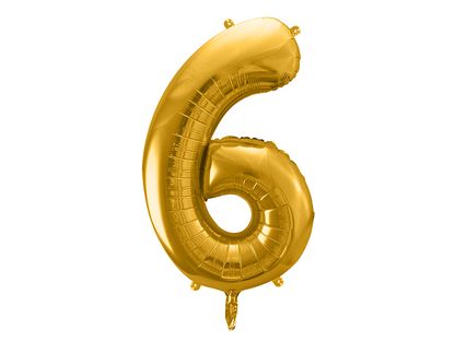 Fóliový balónek Číslo 6 zlatý 86cm
