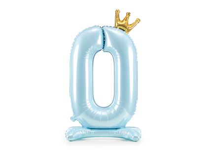 Fóliový balónek číslo 0 modrý se stojanem 84cm