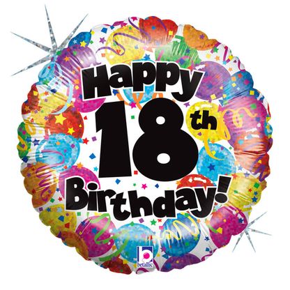Fóliový balónek Happy 18th Birthday 46cm