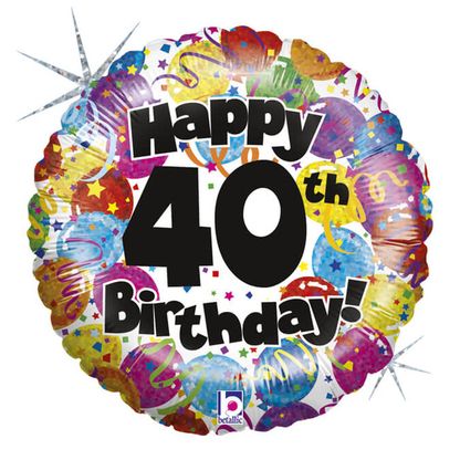 Fóliový balónek Happy 40th Birthday 46cm