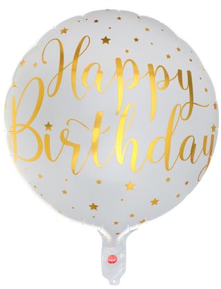 Fóliový balónek Happy Birthday bílo-zlatý 45cm