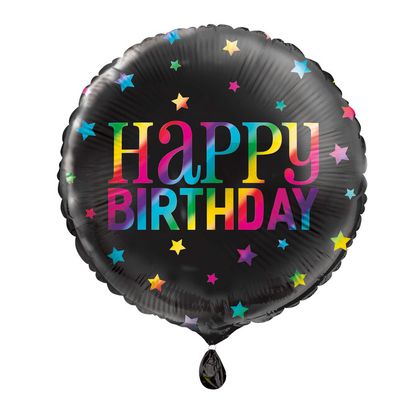 Fóliový balónek Happy Birthday barevné hvězdy 45cm