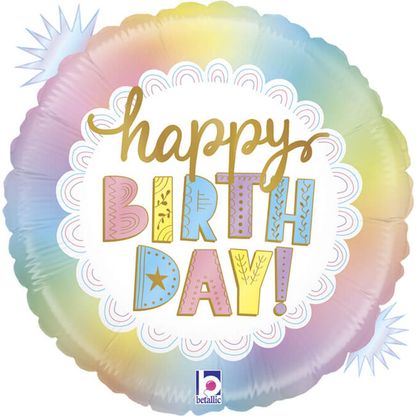 Fóliový balónek Happy Birthday pastelový 46cm