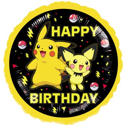 Fóliový balónek Happy Birthday Pokemon Pikachu a Pikchu 43cm