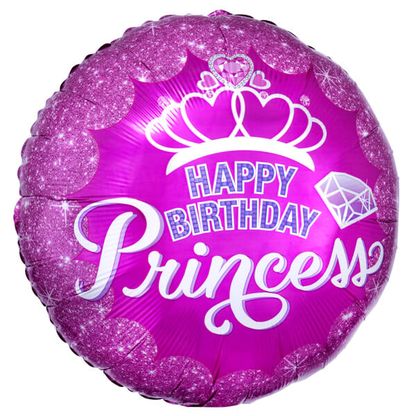 Fóliový balónek Happy Birthday Princess růžový 45cm