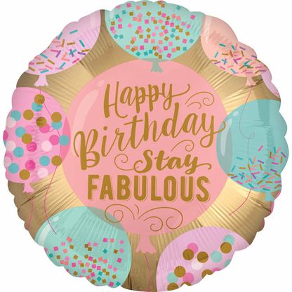 Fóliový balónek Happy Birthday Stay Fabulous 45cm