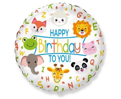 Fóliový balón Happy Birthday to you zvířátka 45cm