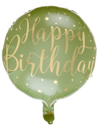 Fóliový balónek Happy Birthday zeleno-zlatý 45cm
