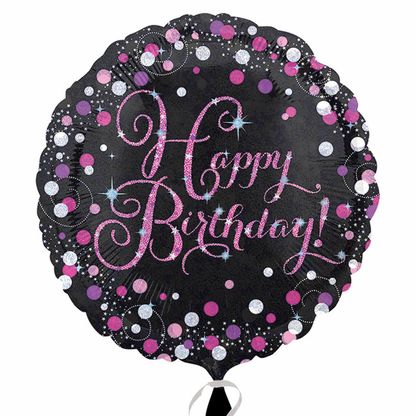 Fóliový balónek Happy Birthday Pink Diamonds 43cm
