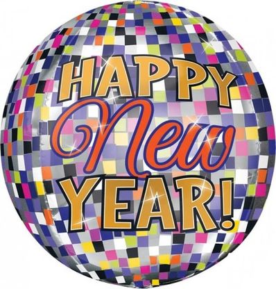 Fóliový balónek orbz Happy New Year Disco 40cm