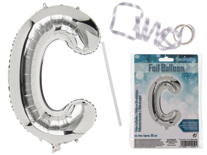 Fóliový balónek Písmeno C stříbrný 80cm