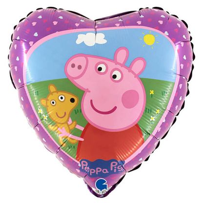 Fóliový balónek srdce Prasiatko Peppa Pig 46cm