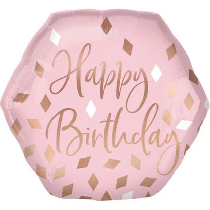 Fóliový balónek supershape Happy Birthday růžově zlatý 58cm
