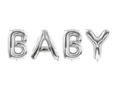 Balónkový banner Baby stříbrný 262x86cm