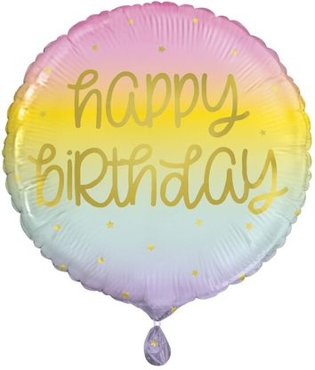 Fóliový balónek Happy Birthday pastelový 45cm