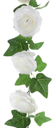 Girlanda Bílé růže s listy 180cm
