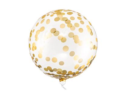 Kulatý fóliový balónek s konfetami zlatý 40cm