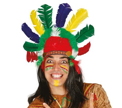 Indiánský čelenkas barevným peřím