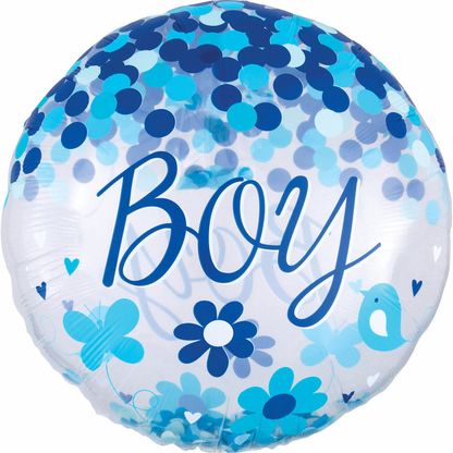 Fóliový balónek Jumbo s konfetami Boy 71cm
