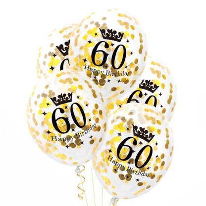 Konfetové balóny 60 let zlaté 6ks 30cm