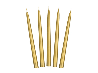 Kónické svíčky zlaté 24cm 10ks