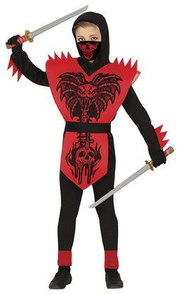 Kostým Ninja červená lebka 7-9 let