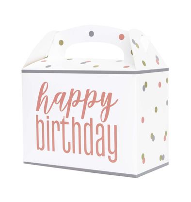 Krabička na dort Happy Birthday Rose Gold 6ks