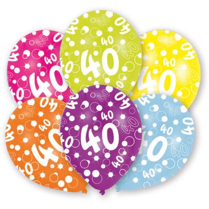 Balónky 40 narozeniny barevné 27,5cm 6ks