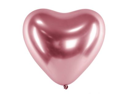 Srdíčkové balónky růžově zlaté 30cm 50ks