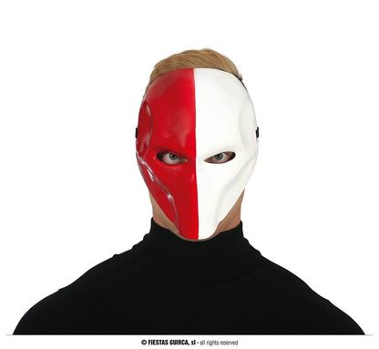 Maska Assassin červeno-bílá PVC