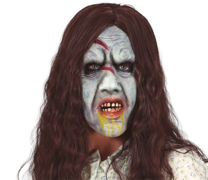 Maska Zombie dívka s vlasy latex