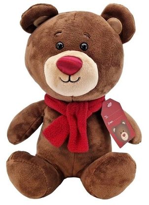 Medvěd plyšový s červenou šálou 23cm