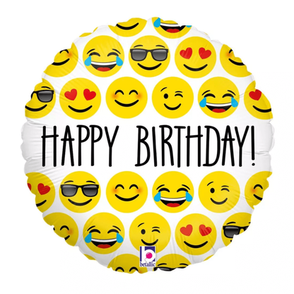 Mini fóliový balónek Happy Birthday Emoji 23cm