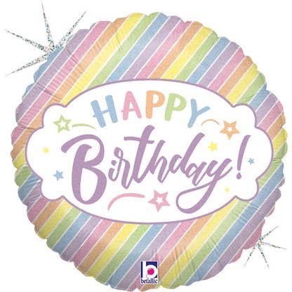 Mini foliový balónek Happy Birthday pastelový 23cm