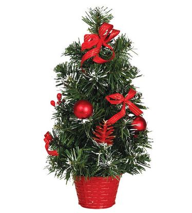 Vánoční stromek v květináči červený umělý 40cm