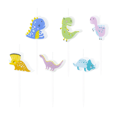 Mini svíčky Dinosauri barevné 6ks