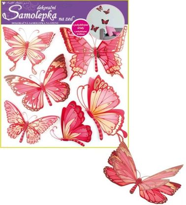 Samolepky na zeď motýli růžový 3D 30,5x30,5 cm