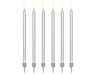 Narozeninové svíčky stříbrné 12cm 12ks