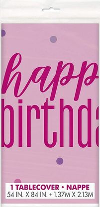 Ubrus Happy Birthday růžový 137x213cm
