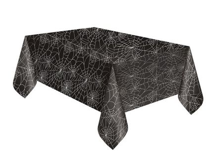 Ubrus plastový černý Pavučina 137x274cm